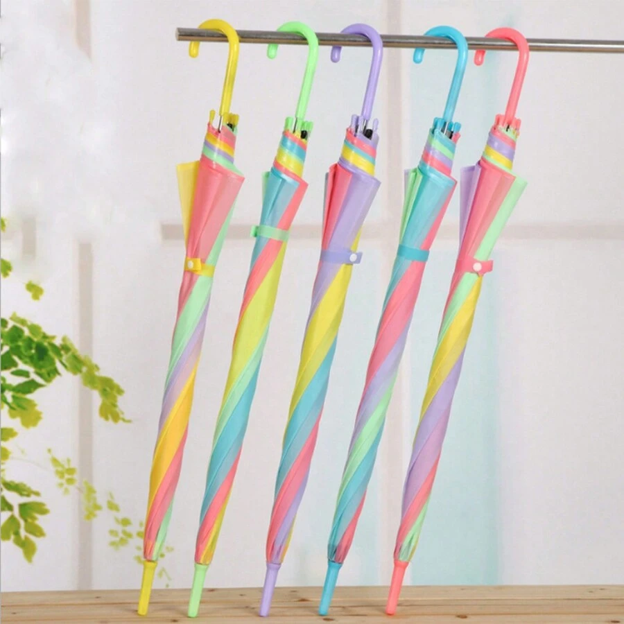1 szt. Automatyczny przezroczysty parasol z długim uchwytem, przezroczysty kolorowy parasol prezentowy - Wielokolorowe - Zobacz 1