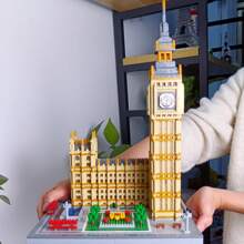 A Set Of World-Famous Architecture Model Building Blocks, Small Particle Assembly Toy, Including Big Ben, London Tower Bridge, The Louvre Collection, Ideal For Architecture Enthusiasts, Desktop Ornament, Bag Packaging - In Bag - View 11