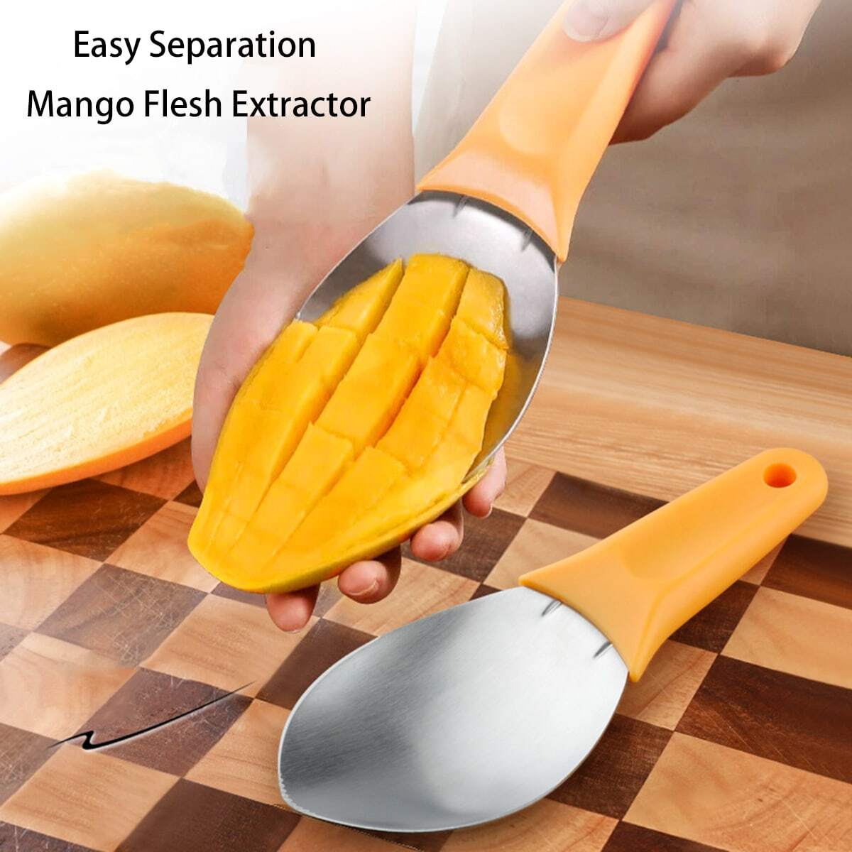 A Piece Of Cut Mango Artifact Mango Dicing Grain Fruit Peeling