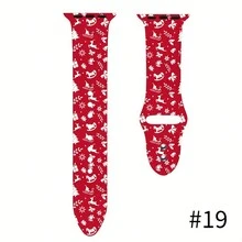 1 条女式圣诞硅胶表带，适合 38/40/41/42/44/45/49 毫米 Apple Watch Ultra/SE/8/7/6/5/4/3/2/1，设计简约，佩戴舒适 - 彩色 - 查看 15