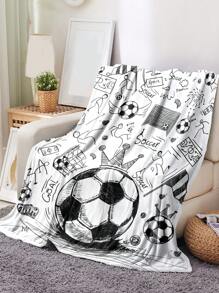 1 Stück Fussball-Themen-Decke, weiche und warme Schlafdecke, geeignet für Sofa, Büro Bett, Camping und Reisen, ganzjähriges vielseitiges Geschenk-Decke
