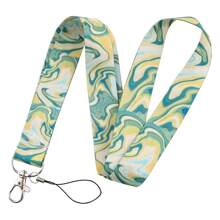 One Colorful Marble Pattern Long Lanyard For Doctor, Nurse, Student, Teacher, Exhibition Staff ID Badge, Can Be Used As Exhibition, Gift Or Daily Accessory School