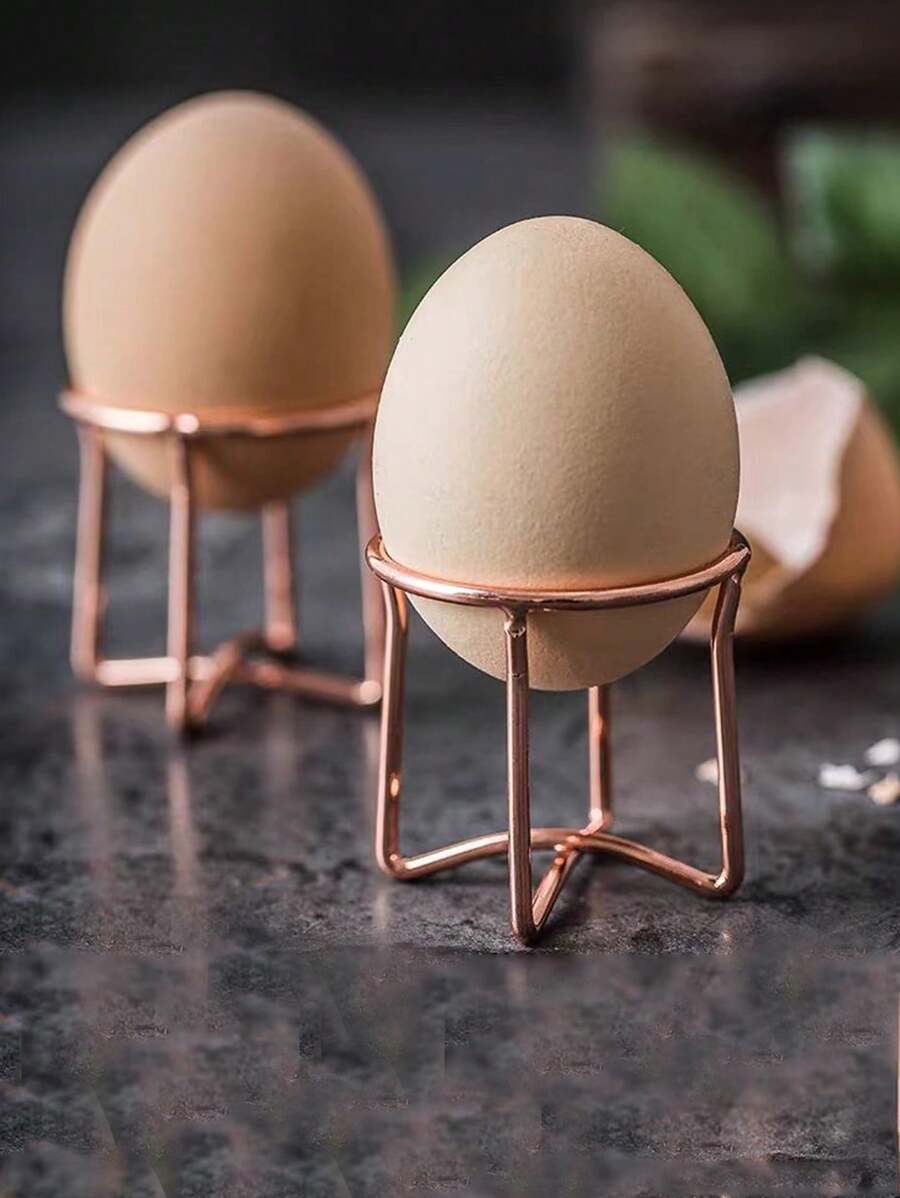 1pc Egg Cup, Egg Holder Storage, Puff Rack, Kitchen Storage And Organization Tool - Rose Gold - View 1