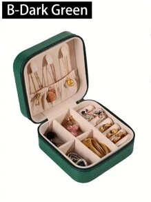 1pc Travel Jewelry Storage Box, Women Gift, Mini Jewelry Organizer, Necklace & Earrings Holder With Mirror, Pink Travel Essential - Multicolor - View 9