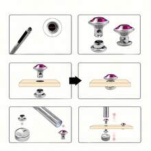 100pcs/Set 6mm Silver Edged Rhinestone Rivets With Colorful Rhinestones For DIY Clothing Belt Decoration Accessories, Pet Collar Accessories, Home Decorative Accessories - Pink - View 5