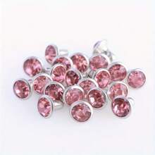 100pcs/Set 6mm Silver Edged Rhinestone Rivets With Colorful Rhinestones For DIY Clothing Belt Decoration Accessories, Pet Collar Accessories, Home Decorative Accessories - Pink - View 1