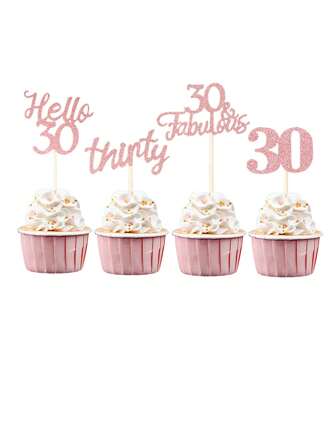 24pcs 30th Birthday Cupcake Toppers Sweet 30 Cake Toppers Hello 30 Thirty Cupcake Picks For 30th Birthday Cake Decorations Supplies,Christmas