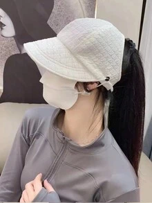 1頂女士格紋寬沿運動遮陽帽，具有通風、防紫外線功能，適合戶外活動