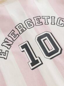 MARC&JANIE 青少女夏季快干直條紋短袖Polo衫，運動風格 - 淺粉色 - 查看 10