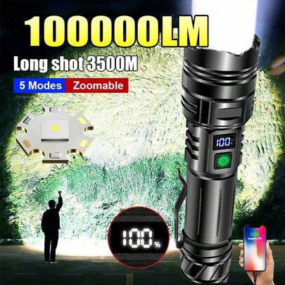 Most Powerful LED Flashlights USB Rechargeable Torch High Power Flash Light Tactical Lantern Long Shot Hand Lamp For Camping