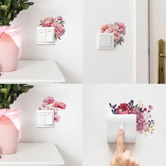 1 pezzo Adesivo per interruttore della luce a forma di rosa rosa romantica per soggiorno, corridoio, decorazione da parete per la casa, adesivi, decalcomanie, decorazioni in vinile per la casa, articoli per la decorazione primaverile per rinnovare la tua casa, adesivi per decorazioni festive, regali per compleanni e lauree