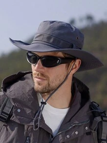 1入夏季男士漁夫帽，戶外防曬寬邊巴拿馬帽，獵獸徒步帽，網布漁夫帽，海灘防曬帽