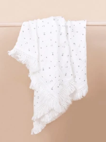 1pc Baby Gauze Swaddle Blanket Soft Comfortable Star Moon Shape Tassel Cover Love Valentine