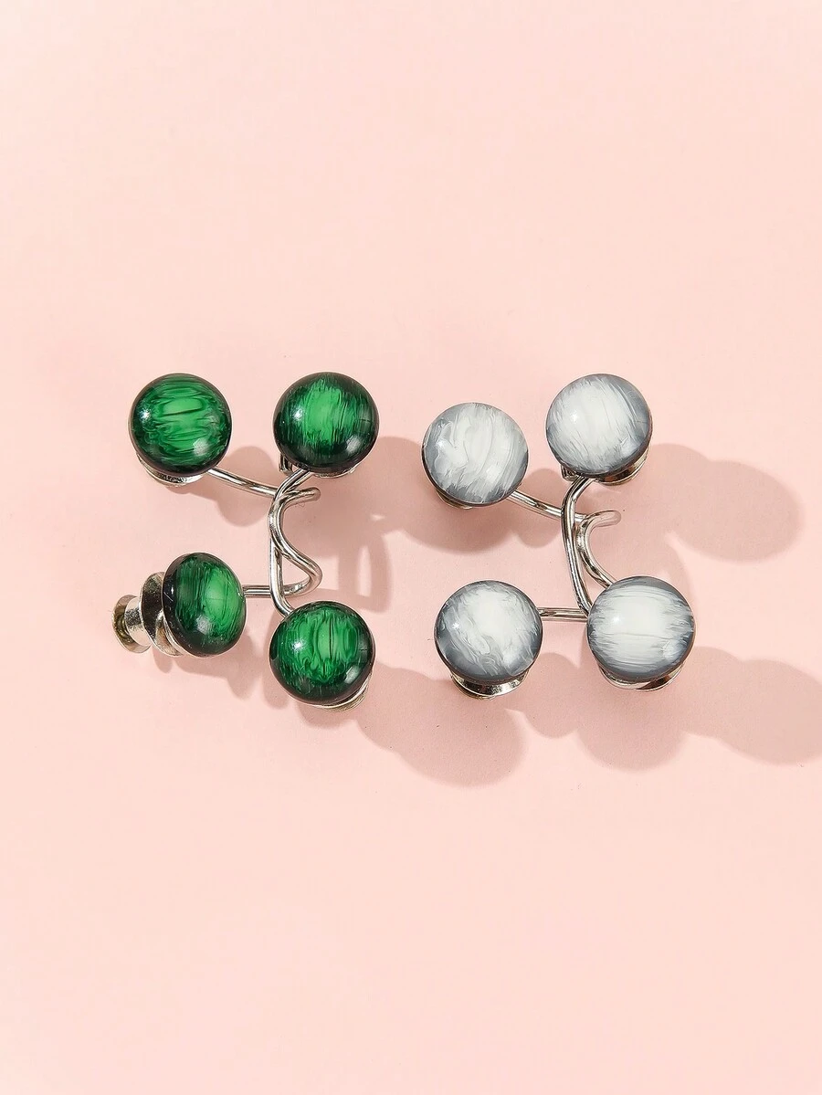 1入組女款綠色/白色光澤寶石珠寶腰帶，配有可拆卸和可調節裝飾鈕扣，適合日常、休閒和派對 - 綠色 - 查看 1