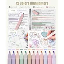 Mechanical Pencils Set 39 PCS Aesthetic School Supplies With Cute Pen Case, 12 Pastel Highlighters, 5 Black Ink Gel Pens, 6 Mechanical Pencils Set 0.5 & 0.7 Mm For Students College Essentials - 淺藍色 - 查看 5