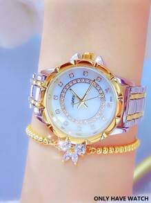 NARY 1pc Elegant & Luxurious Women Quartz Watch, Fashionable Rhinestone Decorated Dial With Steel Band, Suitable For Daily Life, Parties And Events