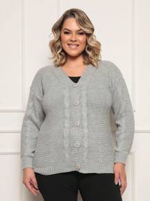 Plus Size Cardigans - Grey - View 1