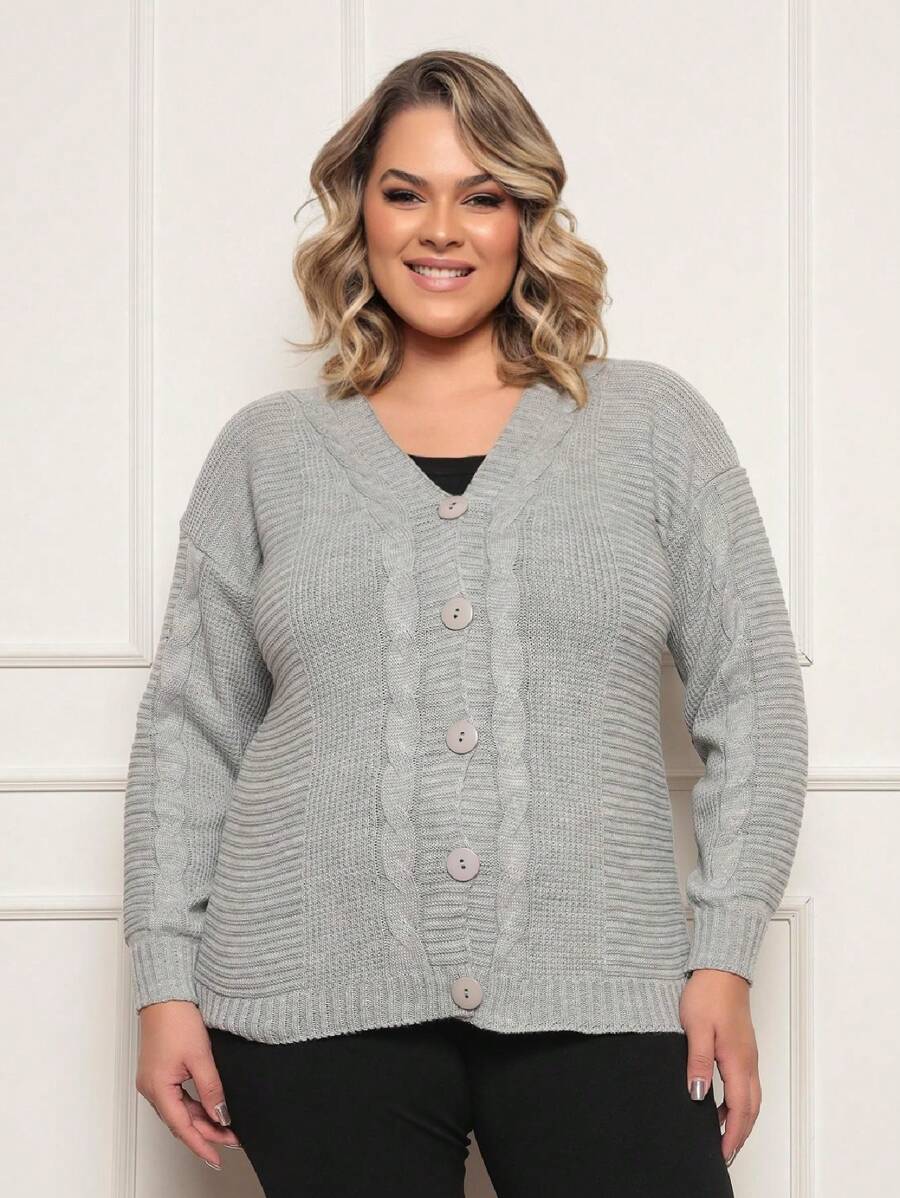 Plus Size Cardigans - Grey - View 1