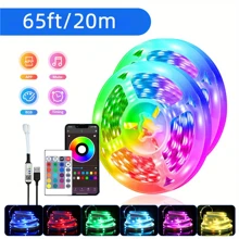 A Set Of 5V Led Strip Lights With 24key Remote,RGB Strip Lights With Timer Setting,Brightness Adjustment,Music Sync Color Changing Strip Lights For Bedroom,Living Room,Home Decoration,Festivals Party Atmosphere Decoration