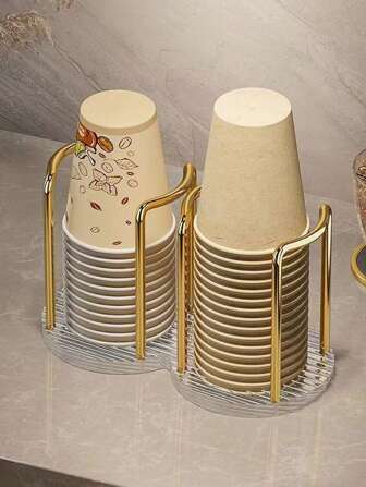 1個時尚的一次性紙杯架，桌面水杯整理盒，適用於家庭、咖啡廳、辦公室和酒店