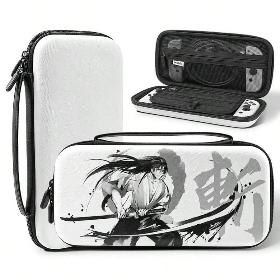 Switch Carrying Case For Switch & Latest Switch OLED, Japanese Samurai Protective Travel Storage Bag With Pocket & 10 Game Card Slots - White - View 1