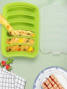 1pc Random Silicone Sausage Mold With Lid, Baking, For Baby Food Supplement And Kitchen Tools - Multicolor - View 3