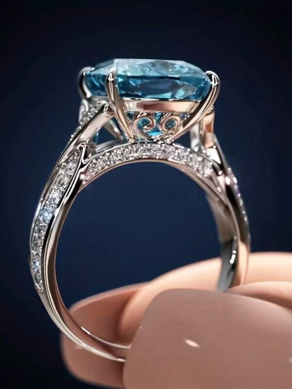 1pc Square Gemstone Decor Women's Ring