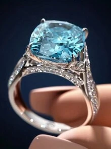 1pc Square Gemstone Decor Women's Ring