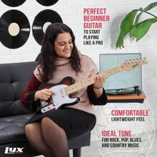 LyxPro 30" Telecaster Electric Guitar, TL Series, Full-Size Paulownia Wood Body, 3-Ply Pickguard, C-Shape Neck, Ashtray Bridge, Quality Gear Tuners, 3-Way Switch & Volume/Tone Controls, 2 Picks Included - 旭日 - 查看 9