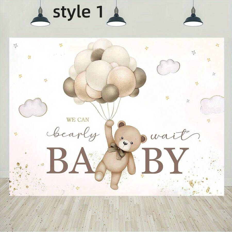 1PC Birthday Party Decoration Background Cloth Cute Bear Shower - Perfect For Men's Studio And Banner Decoration Background Decoration Product Size: 100cm/39 Inches * 150cm/59 Inches - Multicolor - View 1