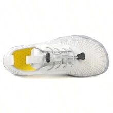 1 Paire de chaussures de sport pour femmes à séchage rapide, à lacets, blanches avec motif géométrique, semelle en caoutchouc, basse, pour la natation en plein air à la plage, chaussures de sport aquatique pieds nus.