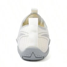 1 Paire de chaussures de sport pour femmes à séchage rapide, à lacets, blanches avec motif géométrique, semelle en caoutchouc, basse, pour la natation en plein air à la plage, chaussures de sport aquatique pieds nus.