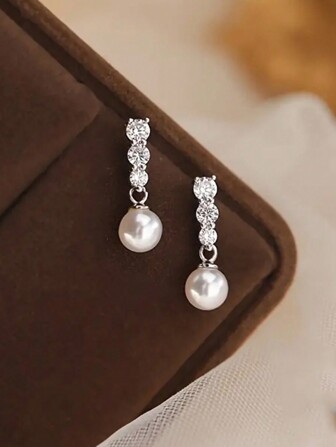 1 par koppar vattendroppe pärlorhängen för kvinnor, vintage och lyxig stil, perfekt för dejtingpresent