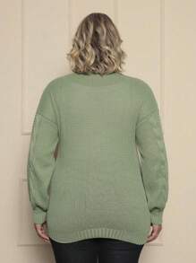 Plus Size Cardigans - Mint Green - View 3