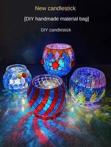 1pc DIY Glass Mosaic Vase Material Kit For Handmade Parent-Child Puzzle Toy Creative Home Decoration - Multicolor - View 3