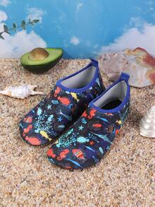 1 paio di scarpe acquatiche antisabbia per bambino con suola in gomma antiscivolo per ragazze; scarpe per il parco acquatico con motivo di cavallucci marini; scarpe morbide per i bambini per lo snorkeling, lo yoga e camminare;