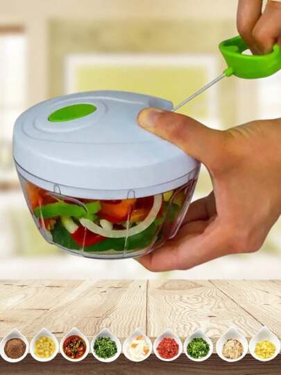 Mini Processador Manual de Alimentos Triturador 3 Lâminas Multifuncional