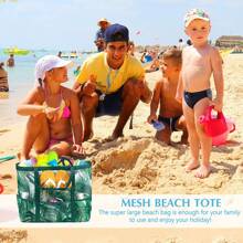 Hatisan Large Beach Bag Beach Essentials, Mesh Beach Bag Oversized Beach Tote 9 Pockets Beach Toy Bag For Travel Picnic Vacation - màu xanh lá - Xem 4