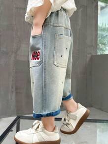 男孩夏季帶口袋貨運牛仔短褲 - 淺藍色 - 查看 8