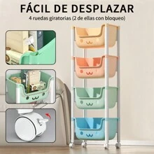 Carrito Organizador de Colores con Rueditas Almacenaje de 4 Niveles Para Accesorios Blancos - Multicolor - Ver 3