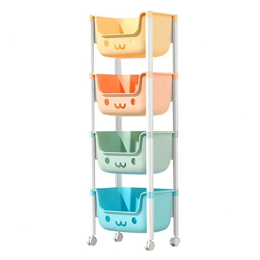 Carrito Organizador de Colores con Rueditas Almacenaje de 4 Niveles Para Accesorios Blancos - Multicolor - Ver 1