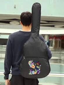 38英寸吉他袋防水吉他盒大寫字母A-Z蝴蝶字母圖案吉他收納袋吉他肩背包可調肩帶吉他盒雙肩帶吉他吉格袋吉他背包吉他配件 - 黑色 - 查看 3