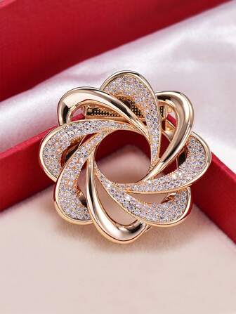 1pc Zinc Alloy Korean Style Fashionable Faux Pearl & Rhinestone Decor Simple & Elegant Scarf Buckle Dual-Use Brooch Shawl Pin Accessory Dual-Use Scarf Buckle Valentine's Day Valentines