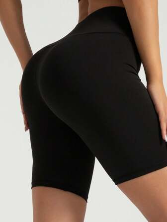 Women Solid Color High Waist Yoga Shorts Elastic Fitness Bermuda Shorts Women Boxer Shorts