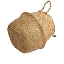Seagrass Belly Basket, Woven Plant Pot Holder Handmade Home Decor For Storage Plants Picnic Grocery Medium