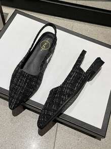 High-End Vintage Women's Shoes With Closed Toe, Ladies' Sandals, Spring/Summer, French Romantic Pointed Toe, Ultra Comfortable Low Heels, Hollow-Out Shoes