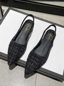 High-End Vintage Women's Shoes With Closed Toe, Ladies' Sandals, Spring/Summer, French Romantic Pointed Toe, Ultra Comfortable Low Heels, Hollow-Out Shoes