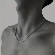 1 Vòng cổ choker bằng thép không gỉ phong cách tối giản thời trang dành cho nam giới, thích hợp làm trang sức hẹn hò hàng ngày, món quà tuyệt vời cho lễ hội nam giới - Bạc - Xem 7
