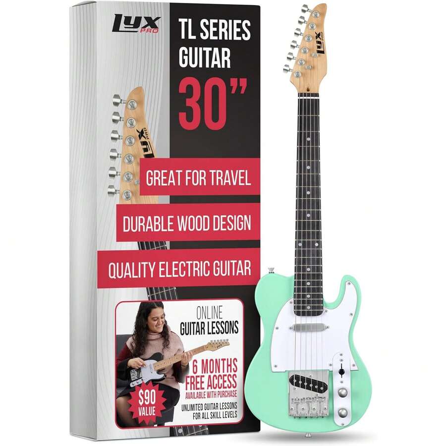 LyxPro 30" Telecaster Electric Guitar, TL Series, Full-Size Paulownia Wood Body, 3-Ply Pickguard, C-Shape Neck, Ashtray Bridge, Quality Gear Tuners, 3-Way Switch & Volume/Tone Controls, 2 Picks Included - 綠色 - 查看 1