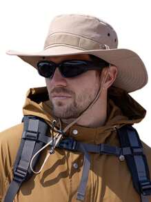 1入夏季男士漁夫帽，戶外防曬寬邊巴拿馬帽，獵獸徒步帽，網布漁夫帽，海灘防曬帽